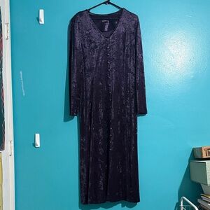 Genuine Vintage Crushed Velvet - Purple Long Sleeve Dress, Brett Alixander